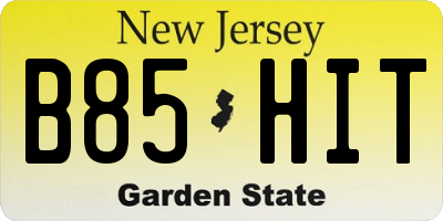 NJ license plate B85HIT