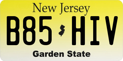 NJ license plate B85HIV