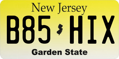 NJ license plate B85HIX