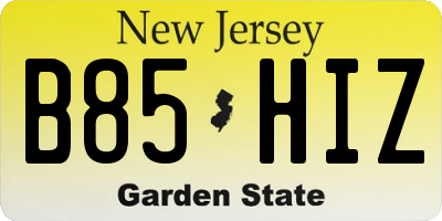 NJ license plate B85HIZ