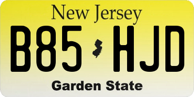 NJ license plate B85HJD