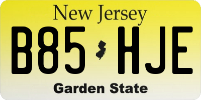 NJ license plate B85HJE