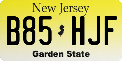 NJ license plate B85HJF