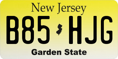 NJ license plate B85HJG