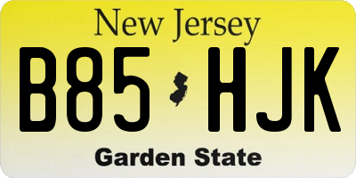 NJ license plate B85HJK