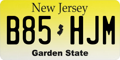NJ license plate B85HJM