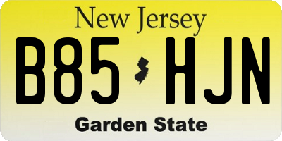 NJ license plate B85HJN