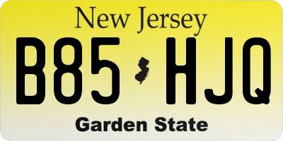 NJ license plate B85HJQ