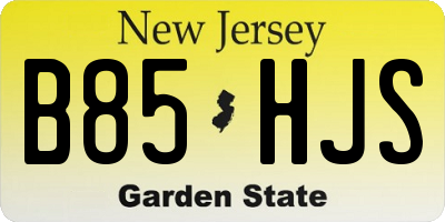 NJ license plate B85HJS