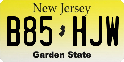 NJ license plate B85HJW