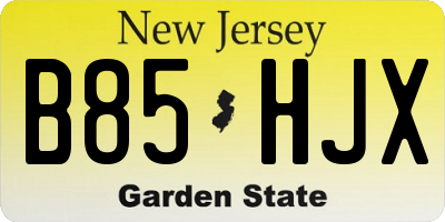 NJ license plate B85HJX