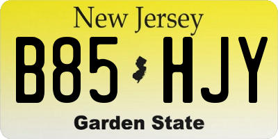 NJ license plate B85HJY