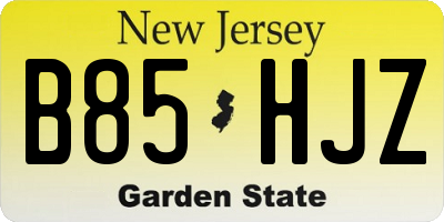 NJ license plate B85HJZ