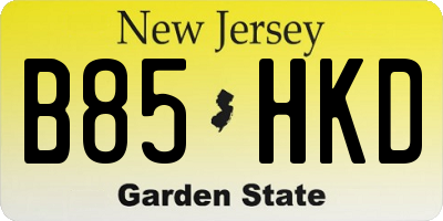 NJ license plate B85HKD