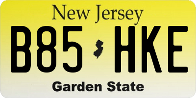 NJ license plate B85HKE