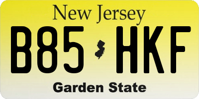 NJ license plate B85HKF
