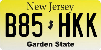 NJ license plate B85HKK
