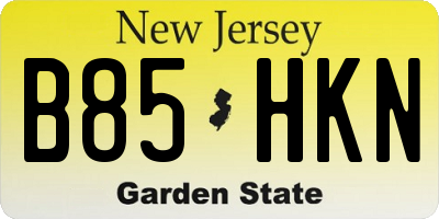 NJ license plate B85HKN