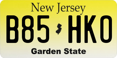 NJ license plate B85HKO
