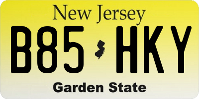 NJ license plate B85HKY