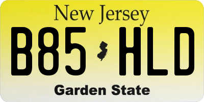 NJ license plate B85HLD