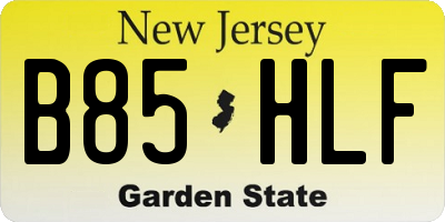 NJ license plate B85HLF