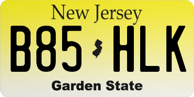 NJ license plate B85HLK