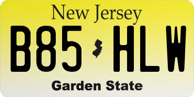 NJ license plate B85HLW