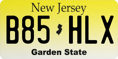 NJ license plate B85HLX