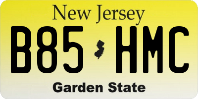 NJ license plate B85HMC