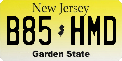 NJ license plate B85HMD