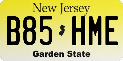 NJ license plate B85HME