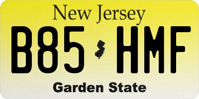 NJ license plate B85HMF