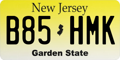 NJ license plate B85HMK
