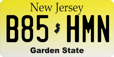 NJ license plate B85HMN