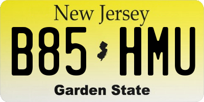 NJ license plate B85HMU