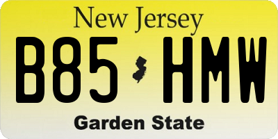 NJ license plate B85HMW