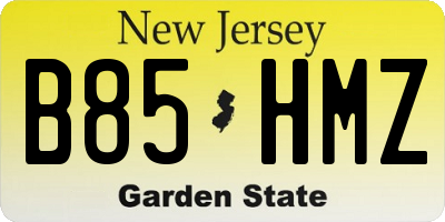 NJ license plate B85HMZ