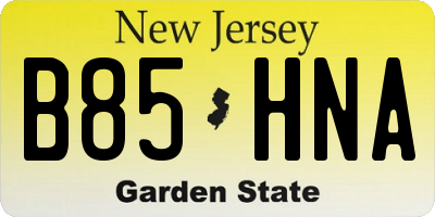 NJ license plate B85HNA