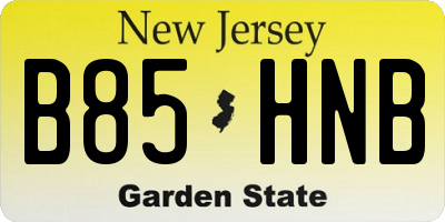 NJ license plate B85HNB