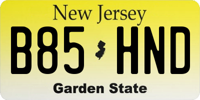 NJ license plate B85HND
