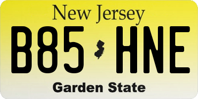 NJ license plate B85HNE