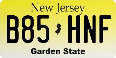 NJ license plate B85HNF