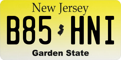 NJ license plate B85HNI