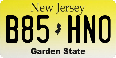 NJ license plate B85HNO