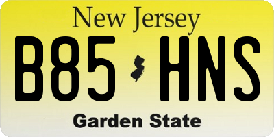 NJ license plate B85HNS