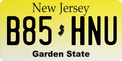 NJ license plate B85HNU