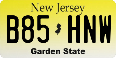 NJ license plate B85HNW