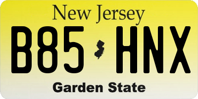 NJ license plate B85HNX