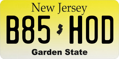 NJ license plate B85HOD